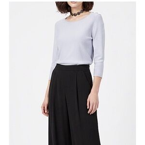 EILEEN FISHER ORGANIC COTTON BOXY CROP TOP S 3/4 SLV MINIMALIST QUIET LUXURY NEW